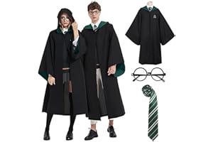 Bocguy Magician Robe, Costume Adult, Cape with Glasses and Tie, Wizard Costume for Halloween