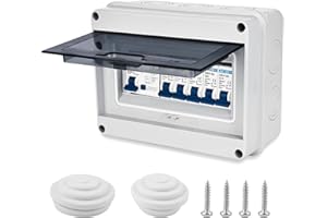 Boîte à Fusibles Nizirioo IP65 Étanche à La Poussière - Disjoncteur 63 A, Interrupteur d'Air 2 x 6 A+10 A+20 A+32 A - En Saillie