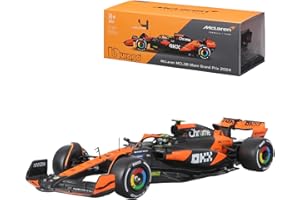 Bburago F1 Formula 1 MCLAREN MCL38 (2024) WITH HELMET- NORRIS - 1:24 Scale - Incredibly Detailed Die-Cast Replica Collectible Race Car Model