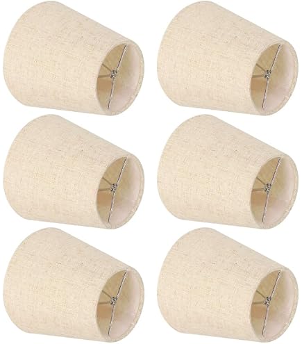 Lot De 6 Petits Abat-jour En Tissu - Pour Ampoules E14, Installation à Clip, Dimensions 9x14x13 Cm