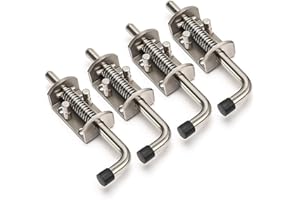 Kocusu 4 Pièces Loquet Ressort Robuste,Verrou Ressort Inox Avec poignée en caoutchouc en acier inoxydable 304 Pour portes, fenêtres, abris de jardin, 4 x 13,5 cm