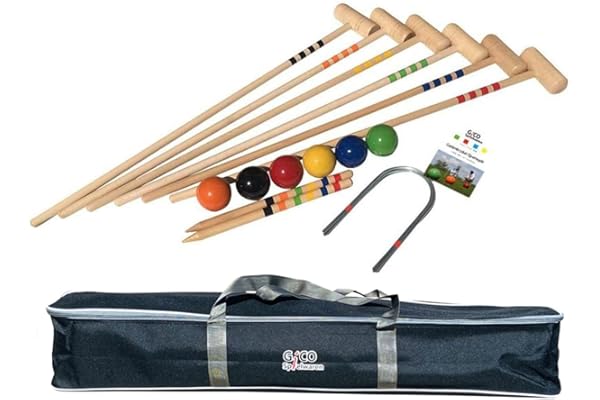 GICO - Jeu de Croquet de qualité - 6 Joueurs - Maillets Taille Adulte 100 cm - en Sac de Transport -3246