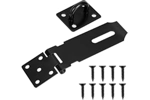 ATENNY 4 Inch Padlock Hasp Door Clasp Gate Lock Latch Padlock Catch Shed Lock Hasp with Screws for Bedroom Garden Windows Shed Garage Cabinet Black