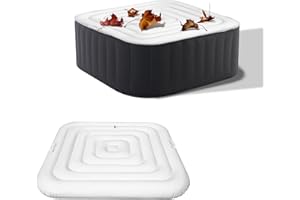 CLYFANESY 165cm Housse Gonflable avec Deux poignées, Couvercle de Bain à remous Gonflable,Protecteur à poussière pour bacs remous carrés,Housse pour Gonflable, Couvercle imperméable à la Neige isolé