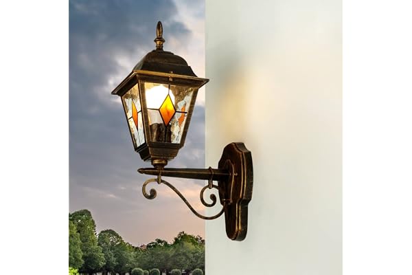 Licht-Erlebnisse Applique murale extérieure en verre et aluminium couleur cuivre antique, IP44, pour jardin et terrasse, H:43 cm, E27, SALZBURG
