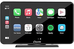 Carpuride W701 Wireless Portable Apple Carplay & Android Auto Car Stereo, 7 inch 1080P IPS HD Touch Screen with Mirror Link, Google, Sir, Bluetooth 5.0, FM/AUX, Dash or Windshield Mounted