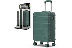 NUMADA - Maleta de Viaje Cabina 55x40x20cm (38,4L) Upfly T10 XS Apta para Ryanair con Cierre de Combinación y 4 Ruedas. Maleta de Mano Rígida Resistente, Ligera con Interior Compartimentado | Verde