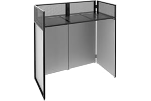 Vonyx DB4 Pro DJ Booth System DJ Stand - Postazione da DJ, Pieghevole, in Metallo Nero, compresa Copertura Bianca e Nera, Materiale di Copertura: Lycra, Borsa da Trasporto, Carico max: 25 kg