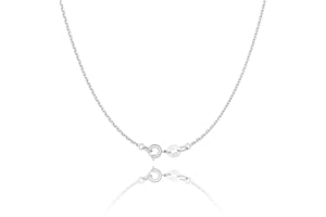 Jewlpire 925 Sterling Silver Chain 1.1mm Cable Chain Necklace Upgraded Spring-ring Clasp - Italian Necklace Chain - Thin & Sturdy - Italian Quality 16/18/20/22/24 Inch
