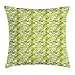 Produktbild Floral Throw Pillow Cushion Cover, Flourishing Nature Pattern with Doodle Style Flowers and Leaves Spring, Decorative Square Accent Pillow Case, 18 X 18 inches, Apple Green Taupe Yellow