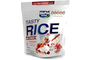 LIFE PRO NUTRITION Life Pro Tasty Rice 1kg | Harina de Arroz Pre Gelatinizada para Mejor Asimilación y Digestión | Carbohidratos para más Energía | Textura Extrafina Sin Azúcares (STRAWBERRY CHEESECAKE)