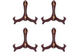 LUVDECO 4 Pezzi Supporto Piatti in Legno, Portapiatti Decorativi, Espositore per Piatti, per la Decorazione Della Casa, i Cavalletti, le Esposizioni di Opere d'arte