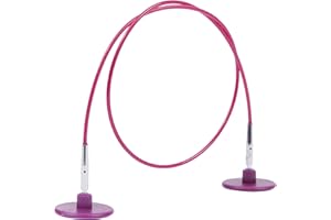 KnitPro Options Seil für Nadeln - 60cm Gesamtlänge (Seil + Nadelspitzen), Silber/Lila