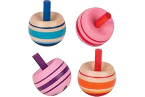 Dolwins cama24com Kreisel Umkehrkreisel Stehaufkreisel Holzkreisel aus Holz 4 Stück mit Palandi® Sticker