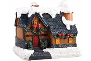 URFEDA Casas de Pueblo de Invierno de Navidad, Casas de Figuras de Navidad Juegos de Construcción de Pueblo con Luz LED, Adornos Navideños de Figuras Navideñas Juguetes de Regalo para Niño