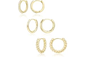 KISSPAT Hoops Earrings for Women, Small Huggie Hoop Earrings Set for Multiple Piercing