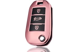Juttzzei Autoschlüssel Hülle Opel für Peugeot 208 301 307 308 407 Citroen C2 C3 C4 C5 C6 Opel Crossland Corsa F Grandland Zafira Schlüsselhülle, TPU Silikon Opel Corsa F Schlüsselcover-3 Tasten(Rosa)