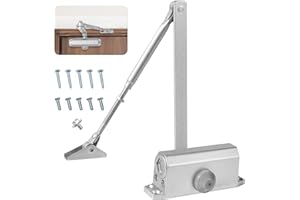 Vinabo Ferme-Porte Automatique Hydraulique en Alliage d'Aluminium, Groom Fermeture Porte à Ressort Réglable pour Porte de 15-45kg, Usage Commercial et Résidentiel