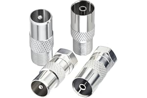 Eightwood Adaptateur Antenne TV à F Antenne Adaptateur HD F à TV 4 Kit pour DVB-T T2 Tuner BK LED 4K 3D UHD Autocollant PS4 XBOX360 XC324