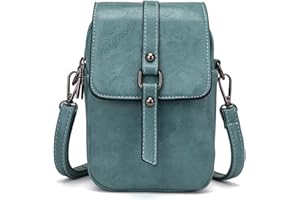 myfriday Women Vintage Crossbody Phone Bag Small Messenger Bag Shoulder Bag Handbag Wallet Purse 2 Main Pockets with Earphone Hole