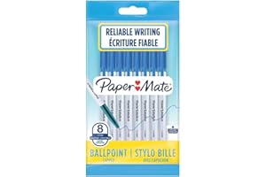 PAPER MATE Lot de 8 stylos bille PAPERMATE 045 pointe fine couleurs assorties