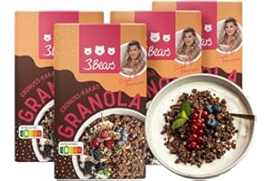 3Bears Granola - Peanut-Cocoa | Granola croccante e vegana con arachidi e cacao, 4x325g | Senza zucchero industriale | In collaborazione con Sarah Harrison