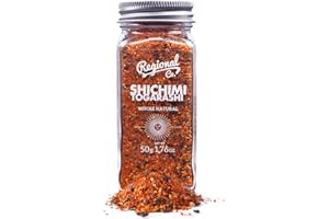 GENÉRICO Especias Para Cocinar: Shichimi Togarashi - Tarro de Cristal 50 Gr, Mezcla Japonesa con Sabor Picante y Umami, Ingredientes Naturales: Chile, Sésamo, Nori, Jengibre, Ideal para Ramen