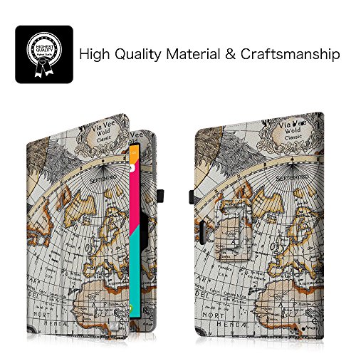 Fintie Dragon Touch X10 Folio Hülle Case – Slim Fit Folio Premium Kunstleder Schutzhülle Tasche Etui Smart Cover mit Standfunktion Stylus Loop für Dragon Touch X10 10.6 Zoll 8 Kern Android Tablet PC, Landkarte Design - 3