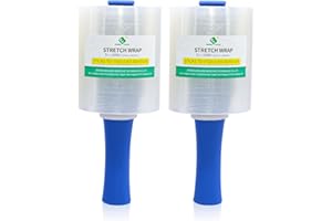 2 Rotoli di Pellicola Estensibile Con Manico in Plastica, Pellicola Trasparente Per Pallet 5" x 1000 Piedi Per Pallet, Materiali in Movimento e Pellicola Termoretraibile, Confezione. BOMEI PACK