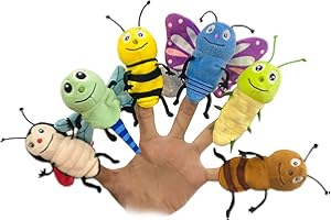 JUSTQUNSEEN 6pcs Insect Finger Puppet Set, Mini Hand Puppet Suitable for Kids, Cute Animal Finger Puppets for Role-Playing and Storytelling, Realistic Finger Puppets for Toddlers