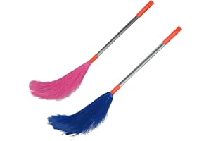 Turtuls Group Plastic Long Lasting Stanless Steel Broom Indoor Outdoor Cleaning 42x1 Inch Size Multicolor Pack-2