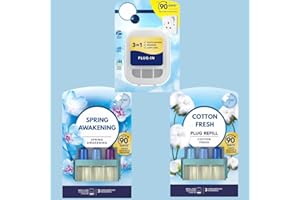 DAA DISTRIBUTION 3volution Plug-In Air Freshener Bundle – Includes 1 Spring Awakening Refill, 1 Cotton Fresh Refill & 1x Scent Diffuser Device – Continuous Freshness Up to 90 Days