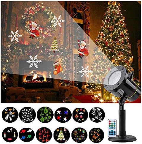 Christmas Lights,Yehard Waterproof Landscape Projector 12 kinds of patterns Outdoor Light for Christmas Decoration,Halloween,Birthday,Weeding,Party,Garden (black)