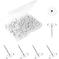 AIEX 100pcs Clear Push Pins, Plastic Pushpins Thumb Tacks Flat Push Pins with Steel Point for Cork Board Bulletin Board Wall (White)