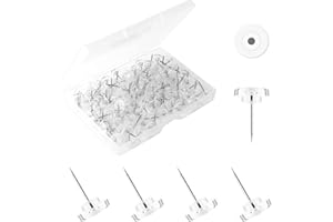 AIEX 100 Szt. Przezroczyste Pinezki, Plastikowe Pinezki P?askie Pinezki ze Stalow? Ko?cówk? Push Pins do Tablicy Korkowej Tablicy Og?osze? ?ciana (Bia?a)
