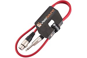 VisioSound Female XLR to 6.35mm 1/4" Mono Jack Lead/Microphone/Signal Cable / 6 Colours 1m Red