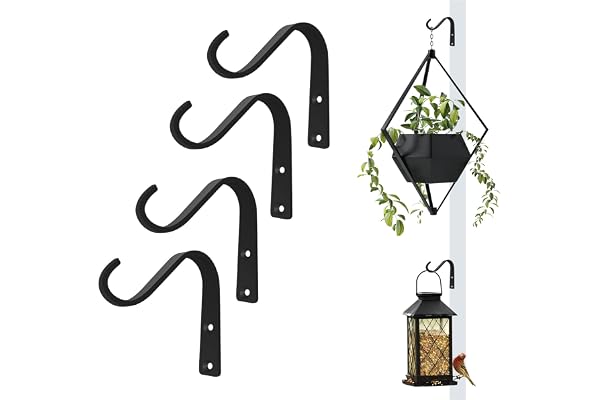BEVIEVER Crochet Suspension Plante Supports de Panier Suspendus, Crochets pour Plantes de 4 pouces pour Plantes Lanterne Mangeoire à Oiseaux, Paquet de 4