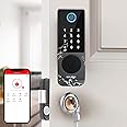 GOLENS X32 Waterproof Smart Rim Lock with Fingerprint, Bluetooth + WiFi, Mobile App, OTP, PIN, RFID Card and Manual Key Access for Steel, Metal, Wooden Doors