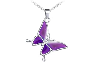 MicVivien Color Changing Necklace for Women Girls, Heart/Four Leaf Clover/Butterfly/Star Pendant Necklace Color Change by Temperature - Magic Mood Pendant Necklace Jewelry