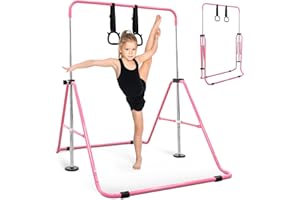 KAYMAN Foldable Gymnastics Horizontal Bar with Hand Protection Wrap, Adjustable Height & Feet - Durable Iron Equipment for Flexibility Training, Compact & Stylish