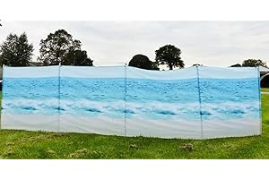 OLPro The Beach Lot de 5 poteaux Coupe-Vent en Bois Bleu 3,7 m