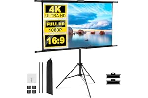 GFACHNT Beamer Leinwand mit Stativ, 16:9-Leinwand, 4K-HD Tragbare 80-Zoll-Projektionswand Geeignet für Zuhause, Outdoor, Büro, Schule