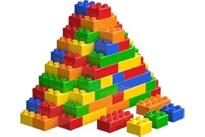 WYSWYG Große Klassische Bausteine-Set, 70 Teile Steine in 5 Farben, Kompatibel mit duplo und Top-Marken Baustein - Ideal für Kinder ab 2 3 4 Jahre