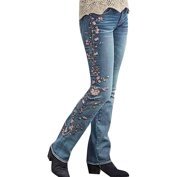 Jeans Skinny Femme Moulant Avec Motif Floral Déchiré - Neuf Avec étiquettes