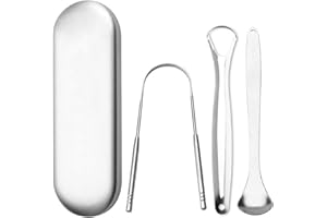 AMESOR Grattoir À Langue, Gratte-langues, Gratte Langue Acier Inoxydable, Grattoir Dentaire, Nettoyage De Langue Grattoir, Grattoir À Langue Pour Mauvaise Haleine, Pour L'hygiène Buccale, Haleine Fraîche