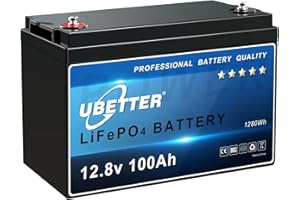 ‎UBETTER UBETTER 12V 100Ah LiFePO4 Akku mit 100A BMS, 1280Wh Lithiumbatterie mit 4000+ Deep Cycle, Unterstützung in Serie/Parallelschaltung, perfekt als Stromquelle für Innen und Außen