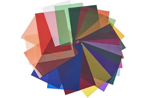 Camnoon 20 Stück 25 * 25 cm Farbfolien Gel Farbfilter Farbkorrektur-Gel-Lichtfilterblatt, Farbkorrekturfilter-Kit, Gel Transparente Farbige für Fotografieren Strobe Blitz Videoaufnahmen