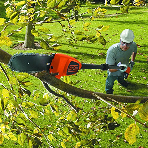 Black+Decker 18V 2.0Ah Li-Ion Akku-Astsäge, 3.7kg leicht, Hoch-Entaster Arbeitshöhe bis 4m, Gesamtlänge 1.97m – 2.94m, 20cm Schwertlänge, 17cm Schnittstärke, GPC1820L20, schwarz orange - 3