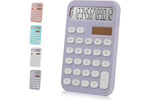 Bimormat Desktop Calculator,Dual Power Battery and Solar Candy-Colored Calculator,Colorful Desk Calculator with 12 Digit Large LCD Display for Office,School,Home & Business(UK-SCA-Purple)
