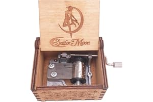 Youtang Carillon in legno intagliato con manovella, motivo: Sailor Moon, marrone